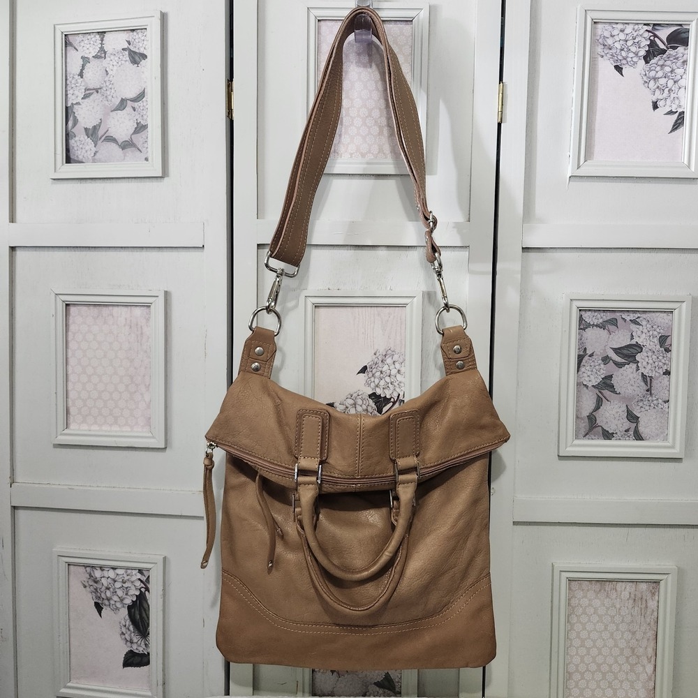 Maurizio Taiuti Brown Leather Convertible Foldover Messenger Bag Made In Italy‎